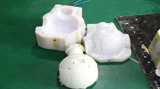 White cast shells removed from the mould